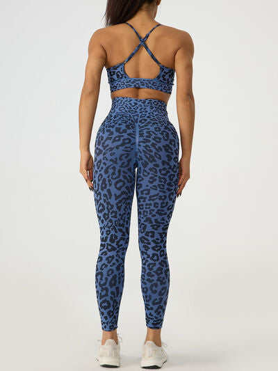 Leopard Crisscross Top and Leggings Active Set