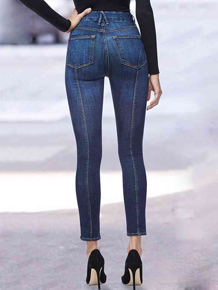 Full Size Buttoned Slit Jeans