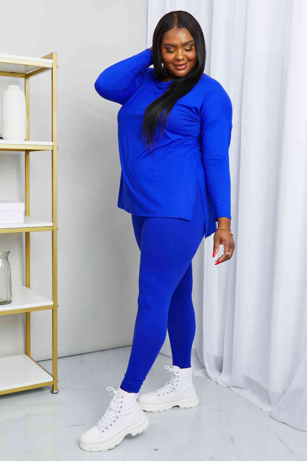 Zenana Ready to Relax Full Size Brushed Microfiber Loungewear Set in Bright Blue