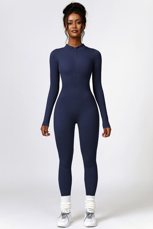 Half Zip Long Sleeve Active Jumpsuit