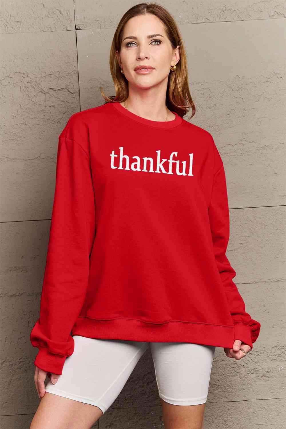 Simply Love Full Size THANKFUL Graphic Sweatshirt