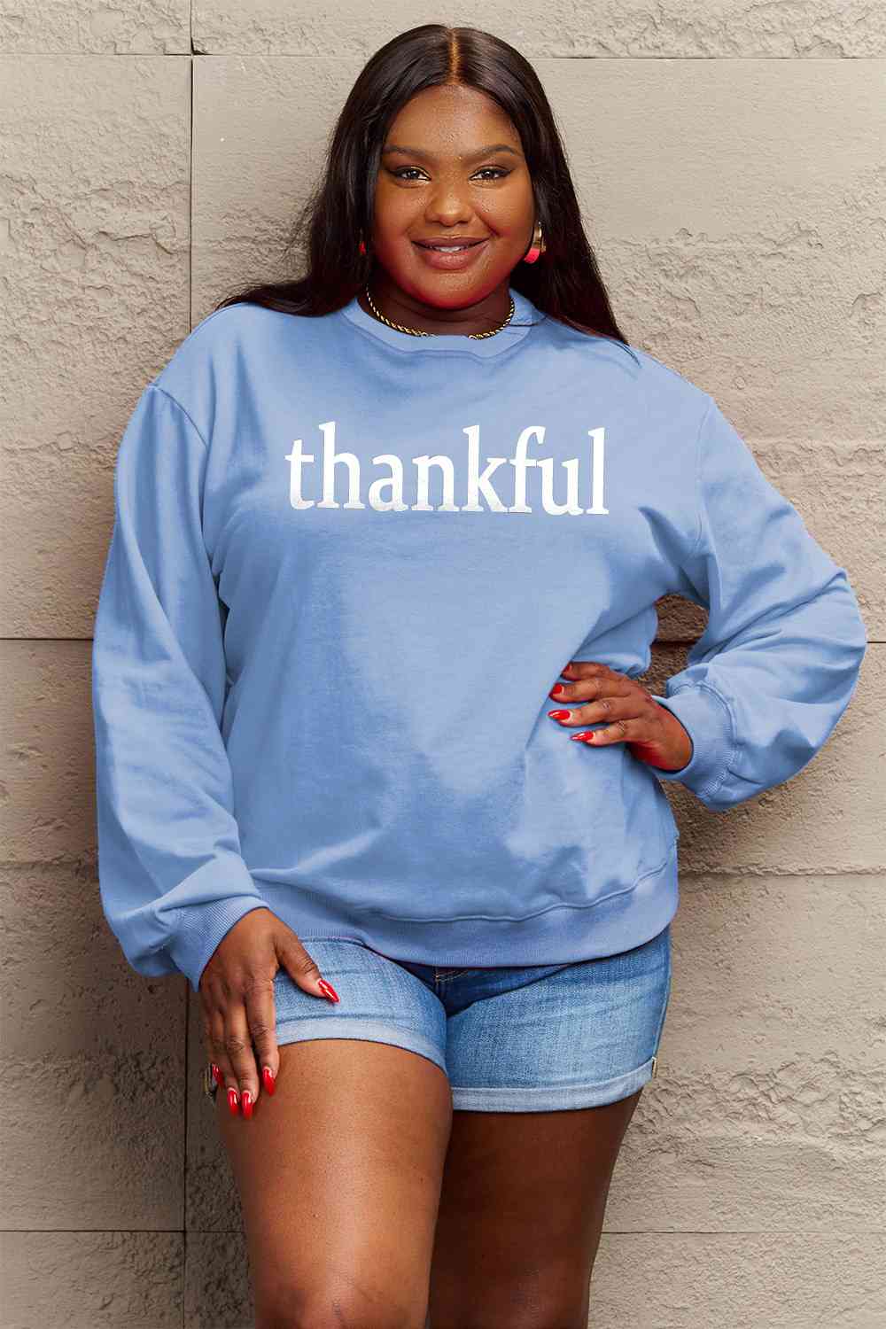 Simply Love Full Size THANKFUL Graphic Sweatshirt